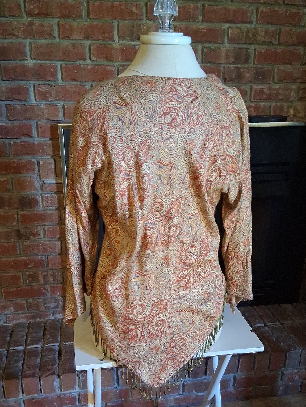 Karma Highway Paisley Fringe Tunic Top - Rust and Cream - Picture 2 of 8